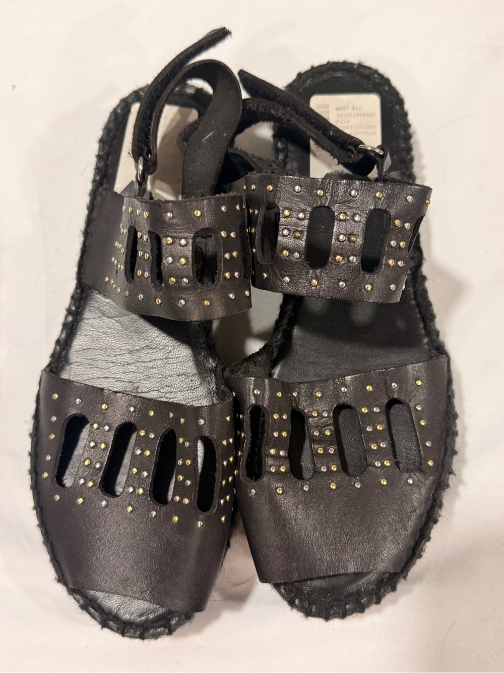 McQ Alexander McQueen Studded Leather Espadrille Flat Sandals